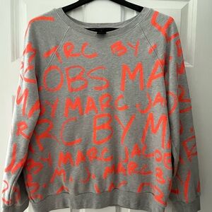 Marc By Marc Jacobs Gray Sweatshirt with Orange Accents - Small Size